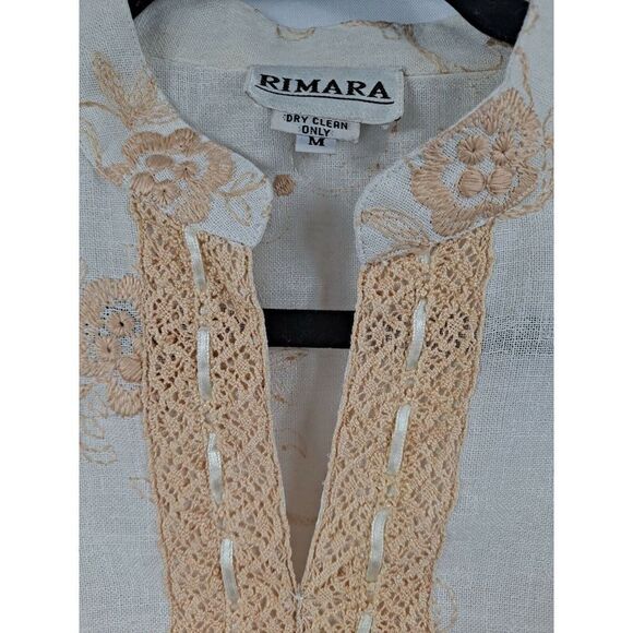 Rimara Ladies Pullover Linen Tunic, Size Medium.   Gorgeous Embroidery,  3/4... - Picture 5 of 12